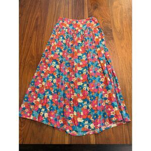 Natural Life Women's Floral Smocked Waist Slit Peasant Skirt Multicolor Small